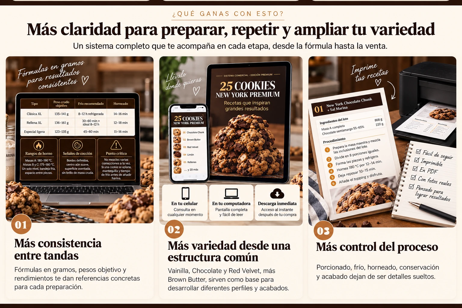 Más claridad para preparar, repetir y ampliar tu variedad: fórmulas en gramos, acceso desde celular o computadora y recetas imprimibles para controlar el proceso