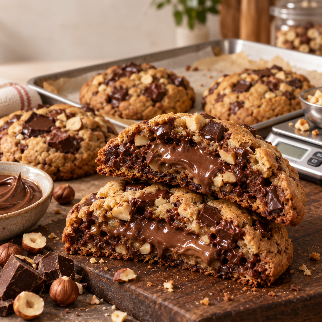 Cookie New York XL partida con relleno de chocolate